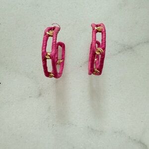 Fun Pink and Gold Hoop Earrings